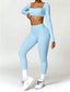 The model wearing Bahamas 2pcs Set: Long Sleeved Crop Top & Leggings slimming shaper tight lifting jumpsuit romper leggings bodysuit yoga outfit set