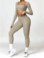 The model wearing Bahamas 2pcs Set: Long Sleeved Crop Top & Leggings slimming shaper tight lifting jumpsuit romper leggings bodysuit yoga outfit set