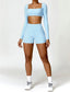 The model wearing Bahamas 2pcs Set: Long Sleeved Crop Top & Shorts slimming shaper tight lifting jumpsuit romper leggings bodysuit yoga outfit set