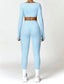 The model wearing Bahamas 2pcs Set: Long Sleeved Crop Top & Leggings slimming shaper tight lifting jumpsuit romper leggings bodysuit yoga outfit set