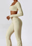 The model wearing Mojave 2pcs Set: Long Sleeved Crop Top & Pants slimming shaper tight lifting jumpsuit romper leggings bodysuit yoga outfit set