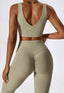 The model wearing Mojave 2pcs Set: Sports Bra & Pants slimming shaper tight lifting jumpsuit romper leggings bodysuit yoga outfit set