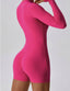 The model wearing Mojave Long Sleeved Romper slimming shaper tight lifting jumpsuit romper leggings bodysuit yoga outfit set