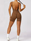 The model wearing TOKYO Seamless Romper slimming shaper tight lifting jumpsuit romper leggings bodysuit yoga outfit set