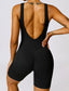 The model wearing TOKYO Seamless Romper slimming shaper tight lifting jumpsuit romper leggings bodysuit yoga outfit set