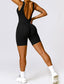 The model wearing TOKYO Seamless Romper slimming shaper tight lifting jumpsuit romper leggings bodysuit yoga outfit set