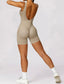 The model wearing TOKYO Seamless Romper slimming shaper tight lifting jumpsuit romper leggings bodysuit yoga outfit set