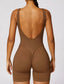 The model wearing TOKYO Seamless Romper slimming shaper tight lifting jumpsuit romper leggings bodysuit yoga outfit set