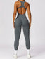 The model wearing Beverly Sports Jumpsuit slimming shaper tight lifting jumpsuit romper leggings bodysuit yoga outfit set