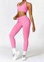 The model wearing Alanya 2pcs Set: High Waist Leggings & Sports Bra slimming shaper tight lifting jumpsuit romper leggings bodysuit yoga outfit set