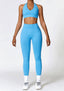 The model wearing Alanya 2pcs Set: High Waist Leggings & Sports Bra slimming shaper tight lifting jumpsuit romper leggings bodysuit yoga outfit set