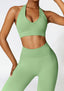 The model wearing Alanya 2pcs Set: High Waist Leggings & Sports Bra slimming shaper tight lifting jumpsuit romper leggings bodysuit yoga outfit set