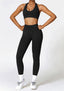 The model wearing Alanya 2pcs Set: High Waist Leggings & Sports Bra slimming shaper tight lifting jumpsuit romper leggings bodysuit yoga outfit set