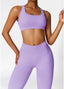 The model wearing Bright Purple Alanya 2pcs Set: High Waist Leggings & Sports Bra slimming shaper tight lifting jumpsuit romper leggings bodysuit yoga outfit set