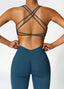 The model wearing Alanya 2pcs Set: High Waist Leggings & Sports Bra slimming shaper tight lifting jumpsuit romper leggings bodysuit yoga outfit set