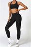 The model wearing Alanya 2pcs Set: High Waist Leggings & Sports Bra slimming shaper tight lifting jumpsuit romper leggings bodysuit yoga outfit set