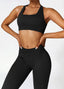 The model wearing Advanced Black Alanya 2pcs Set: High Waist Leggings & Sports Bra slimming shaper tight lifting jumpsuit romper leggings bodysuit yoga outfit set