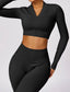 The model wearing Havana 2pcs Set: Long Sleeved Shirts & Leggings slimming shaper tight lifting jumpsuit romper leggings bodysuit yoga outfit set