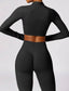 The model wearing Havana 2pcs Set: Long Sleeved Shirts & Leggings slimming shaper tight lifting jumpsuit romper leggings bodysuit yoga outfit set