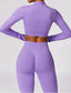 The model wearing Havana 2pcs Set: Long Sleeved Shirts & Leggings slimming shaper tight lifting jumpsuit romper leggings bodysuit yoga outfit set