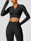 The model wearing Havana 2pcs Set: Long Sleeved Shirts & Leggings slimming shaper tight lifting jumpsuit romper leggings bodysuit yoga outfit set