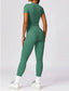 The model wearing AstraYoga 2pcs  Set: High-Waist Leggings and T-shirt slimming shaper tight lifting jumpsuit romper leggings bodysuit yoga outfit set