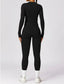 The model wearing AstraYoga 2pcs Set: High-Waist Leggings and Half-zipper Shirt slimming shaper tight lifting jumpsuit romper leggings bodysuit yoga outfit set