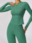 The model wearing AstraYoga 2pcs Set: High-Waist Leggings and Half-zipper Shirt slimming shaper tight lifting jumpsuit romper leggings bodysuit yoga outfit set