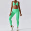 The model wearing Wynwood Seamless Yoga Set Fitness Sports Bra High Waist Leggings - NUFIT STORE slimming shaper tight lifting jumpsuit romper leggings bodysuit yoga outfit set