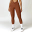 The model wearing Caramel brown Portofino Fitness Leggings - NUFIT STORE slimming shaper tight lifting jumpsuit romper leggings bodysuit yoga outfit set