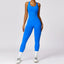 The model wearing Shuibi Blue Beverly Sports Jumpsuit Push Up - NUFIT STORE slimming shaper tight lifting jumpsuit romper leggings bodysuit yoga outfit set