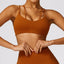 The model wearing Caramel brown Bali Sports Bra Straps - NUFIT STORE slimming shaper tight lifting jumpsuit romper leggings bodysuit yoga outfit set