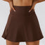 The model wearing brown Palm Beach Shorts Mini Skirts - NUFIT STORE slimming shaper tight lifting jumpsuit romper leggings bodysuit yoga outfit set