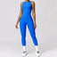 The model wearing Shuibi Blue 44153672958101|44153672990869|44153673023637 slimming shaper tight lifting jumpsuit romper leggings bodysuit yoga outfit set