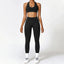 The model wearing Advanced Black Alanya Yoga Clothing Sets Athletic Wear High Waist Leggings & Sports Bra - NUFIT STORE slimming shaper tight lifting jumpsuit romper leggings bodysuit yoga outfit set