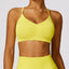 The model wearing Lemon yellow Havana Seamless Sport Bra - NUFIT STORE slimming shaper tight lifting jumpsuit romper leggings bodysuit yoga outfit set