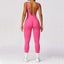 The model wearing TOKYO Seamless Jumpsuit slimming shaper tight lifting jumpsuit romper leggings bodysuit yoga outfit set