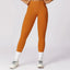 The model wearing Earl Orange Space High Waist Elastic Yoga Leggings - NUFIT STORE slimming shaper tight lifting jumpsuit romper leggings bodysuit yoga outfit set