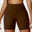 The model wearing Huacha Brown Miami Fitness Yoga Running Cycling Shorts - NUFIT STORE slimming shaper tight lifting jumpsuit romper leggings bodysuit yoga outfit set