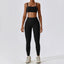 The model wearing Advanced Black Set Mojave Yoga Sets Sports Bra & Leggings - NUFIT STORE slimming shaper tight lifting jumpsuit romper leggings bodysuit yoga outfit set