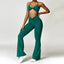 The model wearing Sea King Green Set Portofino Yoga Sets Sports Bra & Pants - NUFIT STORE slimming shaper tight lifting jumpsuit romper leggings bodysuit yoga outfit set