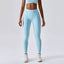 The model wearing Tender blue Wynwood Seamless Yoga High Waist Leggings - NUFIT STORE slimming shaper tight lifting jumpsuit romper leggings bodysuit yoga outfit set