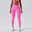 The model wearing Pink Powder Wynwood Seamless Yoga High Waist Leggings - NUFIT STORE slimming shaper tight lifting jumpsuit romper leggings bodysuit yoga outfit set