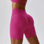 The model wearing Magenta Valencia Athletic Wear High Waist Shorts - NUFIT STORE back view slimming shaper tight lifting jumpsuit romper leggings bodysuit yoga outfit set