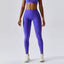 The model wearing Glaze purple Wynwood Seamless Yoga High Waist Leggings - NUFIT STORE slimming shaper tight lifting jumpsuit romper leggings bodysuit yoga outfit set