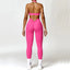 The model wearing Cairo Yoga Set Sportswear High Waist Leggings & Sports Bra - NUFIT STORE slimming shaper tight lifting jumpsuit romper leggings bodysuit yoga outfit set