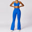 The model wearing Klein Blue Set Havana Yoga Set Sports Bra & Leggings - NUFIT STORE slimming shaper tight lifting jumpsuit romper leggings bodysuit yoga outfit set