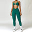 The model wearing Sea King Green Set Portofino Yoga Sets Sports Bra & Leggings - NUFIT STORE slimming shaper tight lifting jumpsuit romper leggings bodysuit yoga outfit set