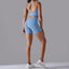 The model wearing Maui Seamless Set Sports Bra & Shorts - NUFIT STORE slimming shaper tight lifting jumpsuit romper leggings bodysuit yoga outfit set