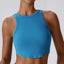 The model wearing Diamond Blue Brooklyn Sports Tank Top T-shirt - NUFIT STORE front view slimming shaper tight lifting tank